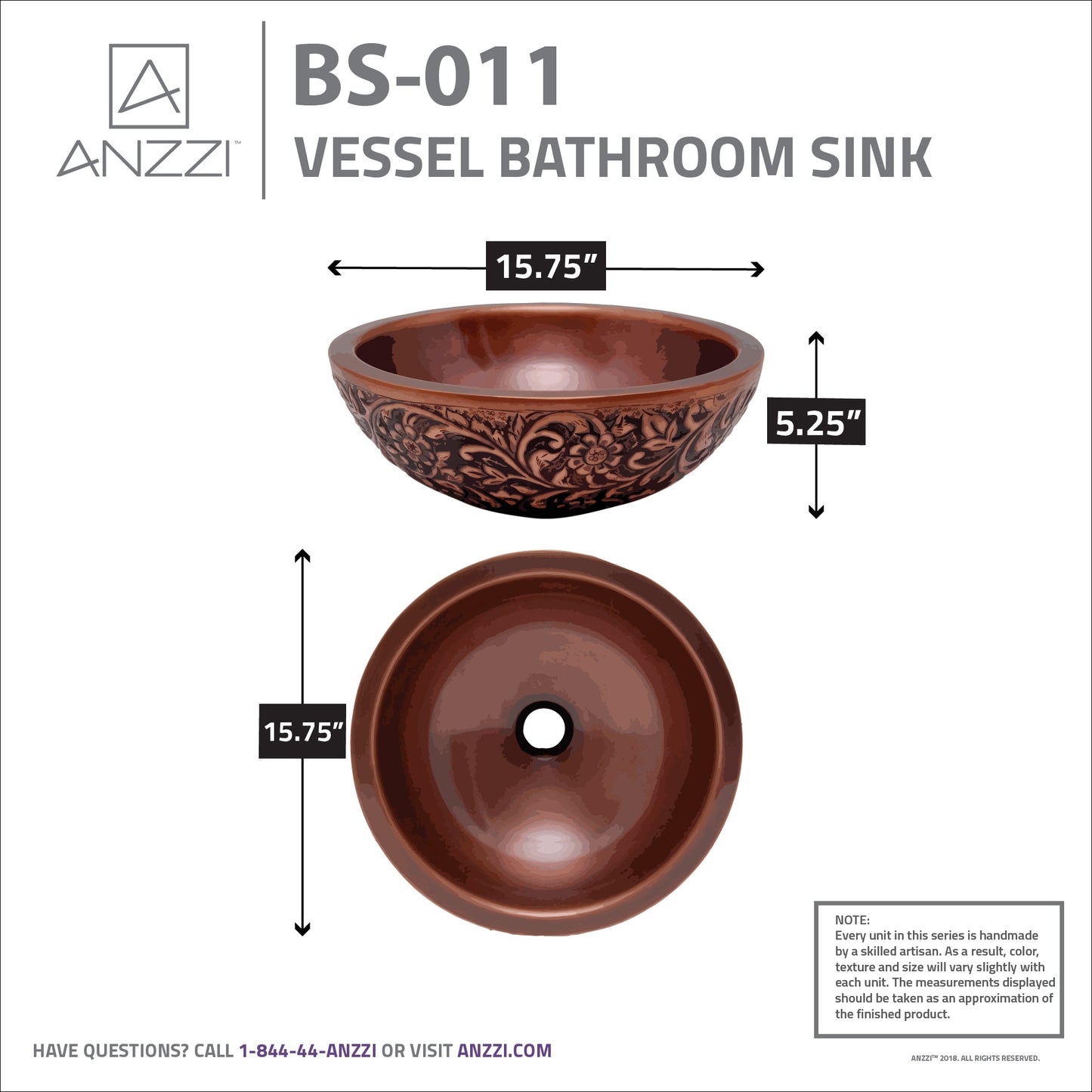 Theban 16 in. Handmade Vessel Sink in Polished Antique Copper with Floral Design Exterior