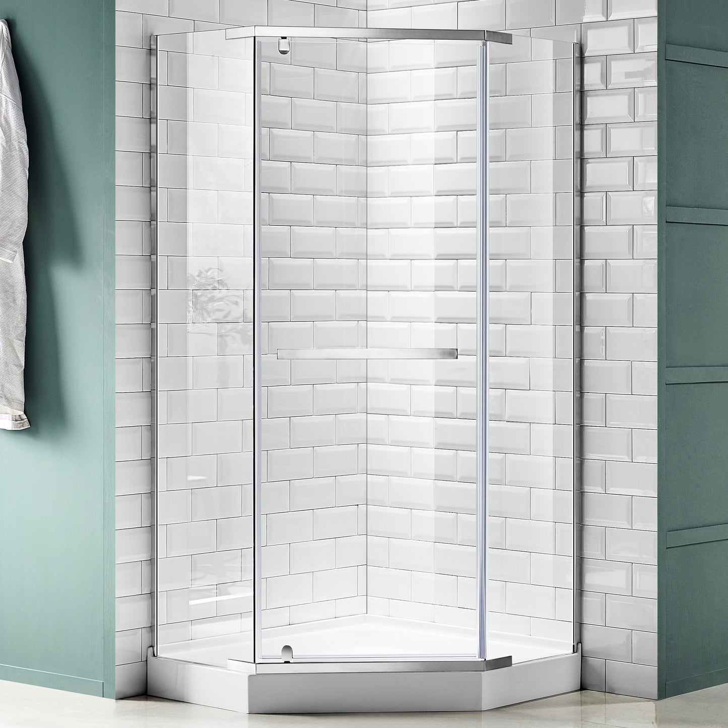 Castle Series 49 in. x 72 in. Semi-Frameless Shower Door with TSUNAMI GUARD