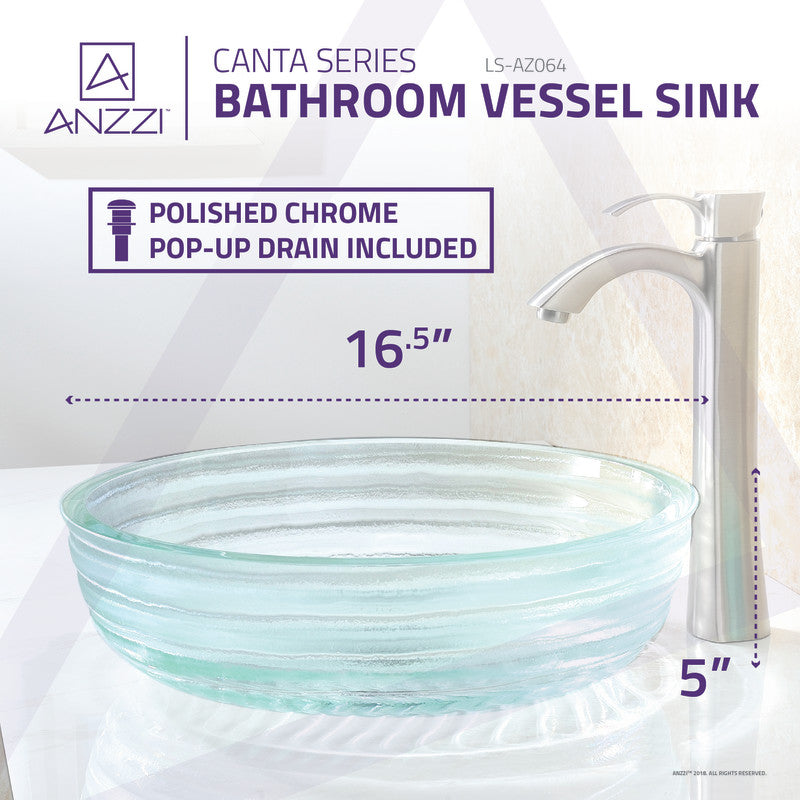 Canta Series 17 in. Bathroom Vessel Sink with Stain-Resistant Non-Porous Surface in Lustrous Translucent Red Glass