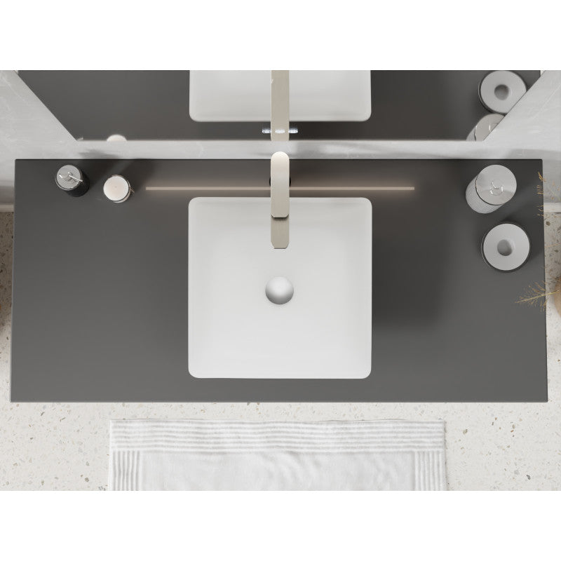 Solstice Square Glass Vessel Bathroom Sink with White Finish