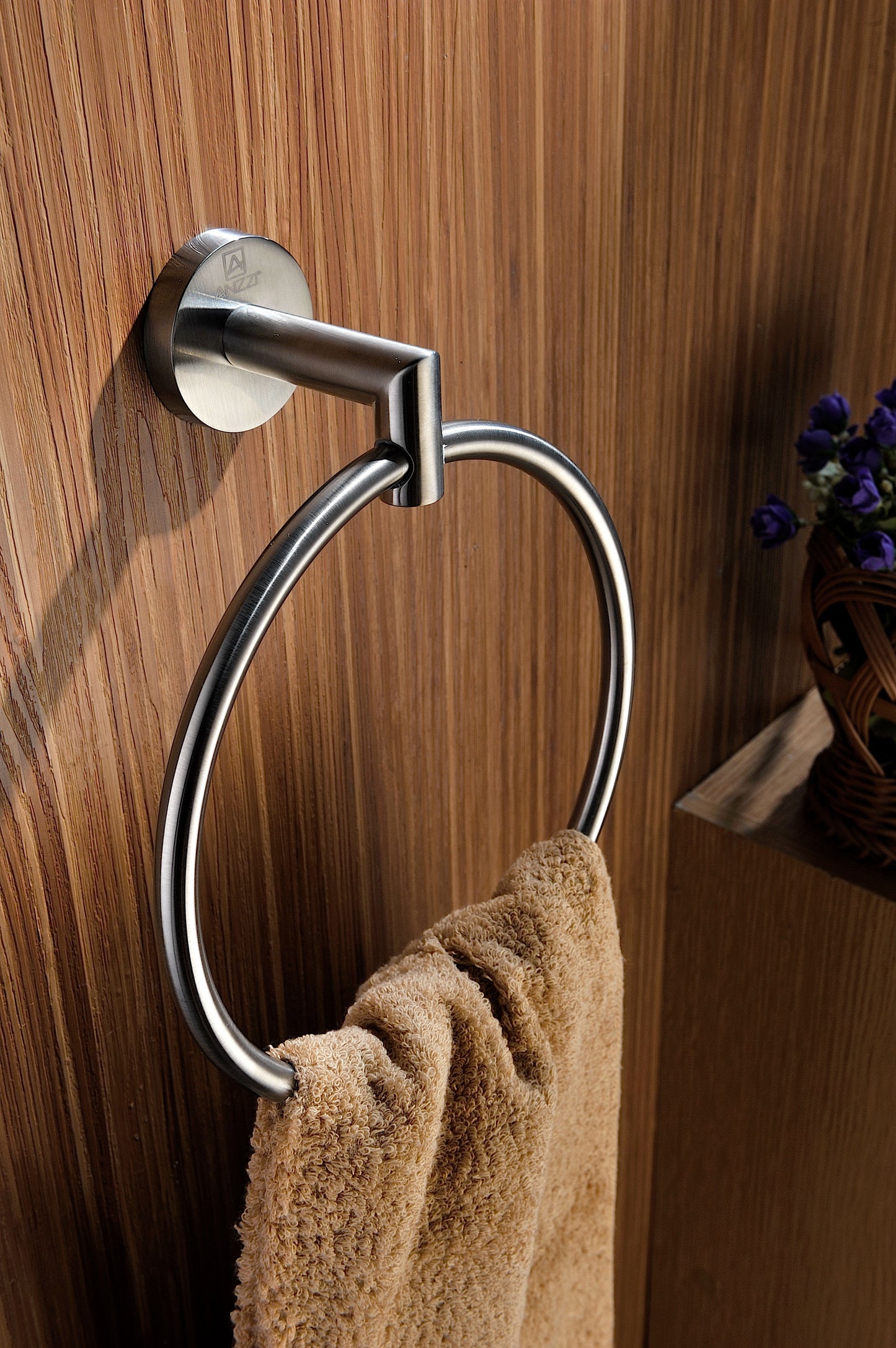 AC-AZ009BN - Caster 2 Series Towel Ring in Brushed Nickel
