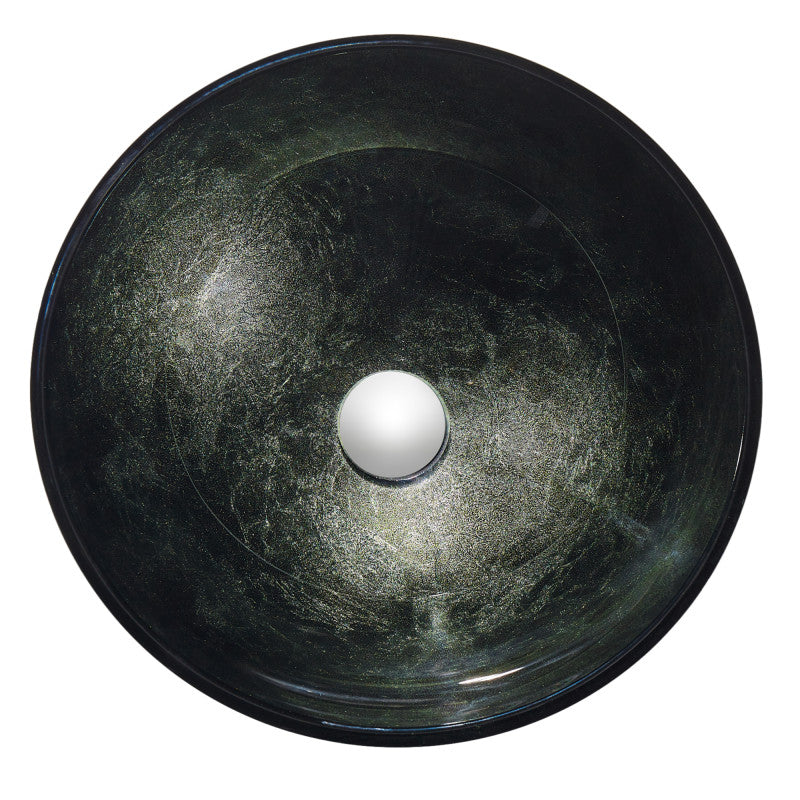 Amalfi Round Glass Vessel Bathroom Sink with Stellar Black Finish