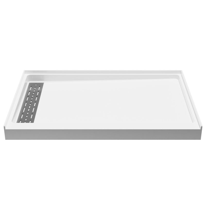 SB-AZ103L - Alexander Base Series 48 in. L x 32 in. W Alcove Shower Shower Pan Base with Left Drain in Glossy White Marine Acrylic
