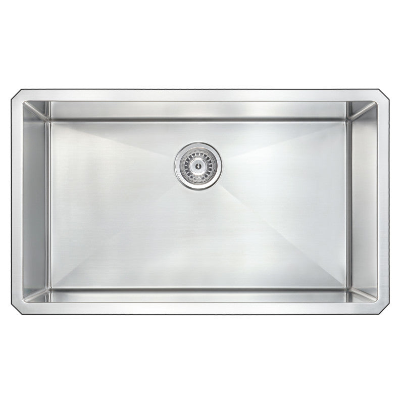 VANGUARD Undermount 32 in. Single Bowl Kitchen Sink with Accent Faucet
