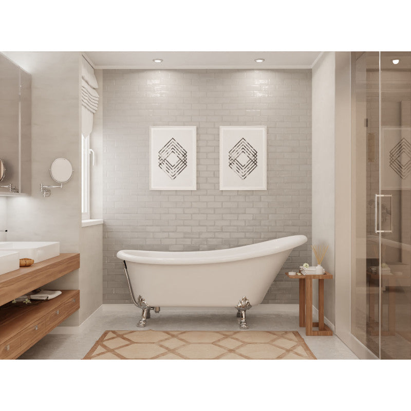 Clawfoot Series 67 in. x 30 in. Soaking Freestanding Bathtub with Center Drain in White with Polished Chrome Feet