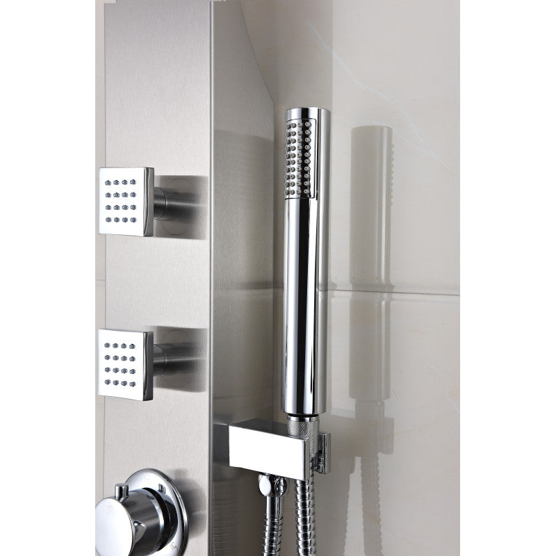 Sans 40 in. Full Body Shower Panel with Heavy Rain Shower and Spray Wand in Brushed Steel