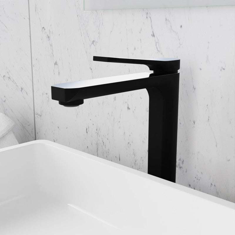 L-AZ901MB-CH - Single Handle Single Hole Bathroom Vessel Sink Faucet With Pop-up Drain in Matte Black & Chrome