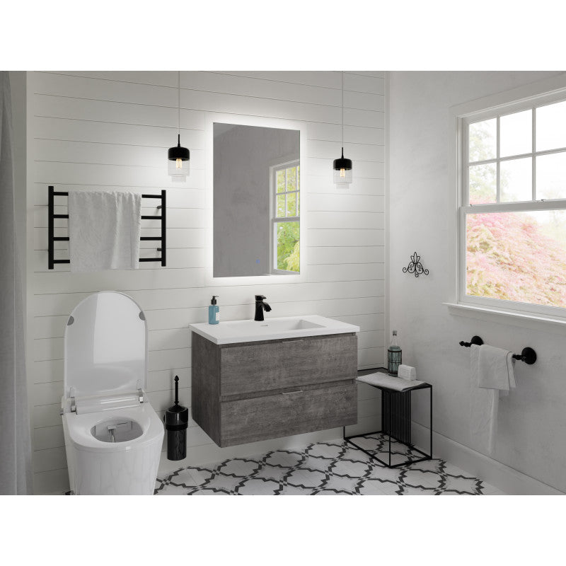 VT-CT30-GY - Conques 30 in. W x 18 in. D x 20. in H Single Sink Bath Vanity Set in Rich Grey with White Top and Matching Mirror