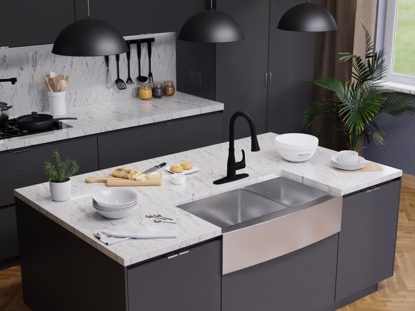 Sifo Hands Free Touchless 1-Handle Pull-Down Sprayer Kitchen Faucet with Motion Sense and Fan Sprayer