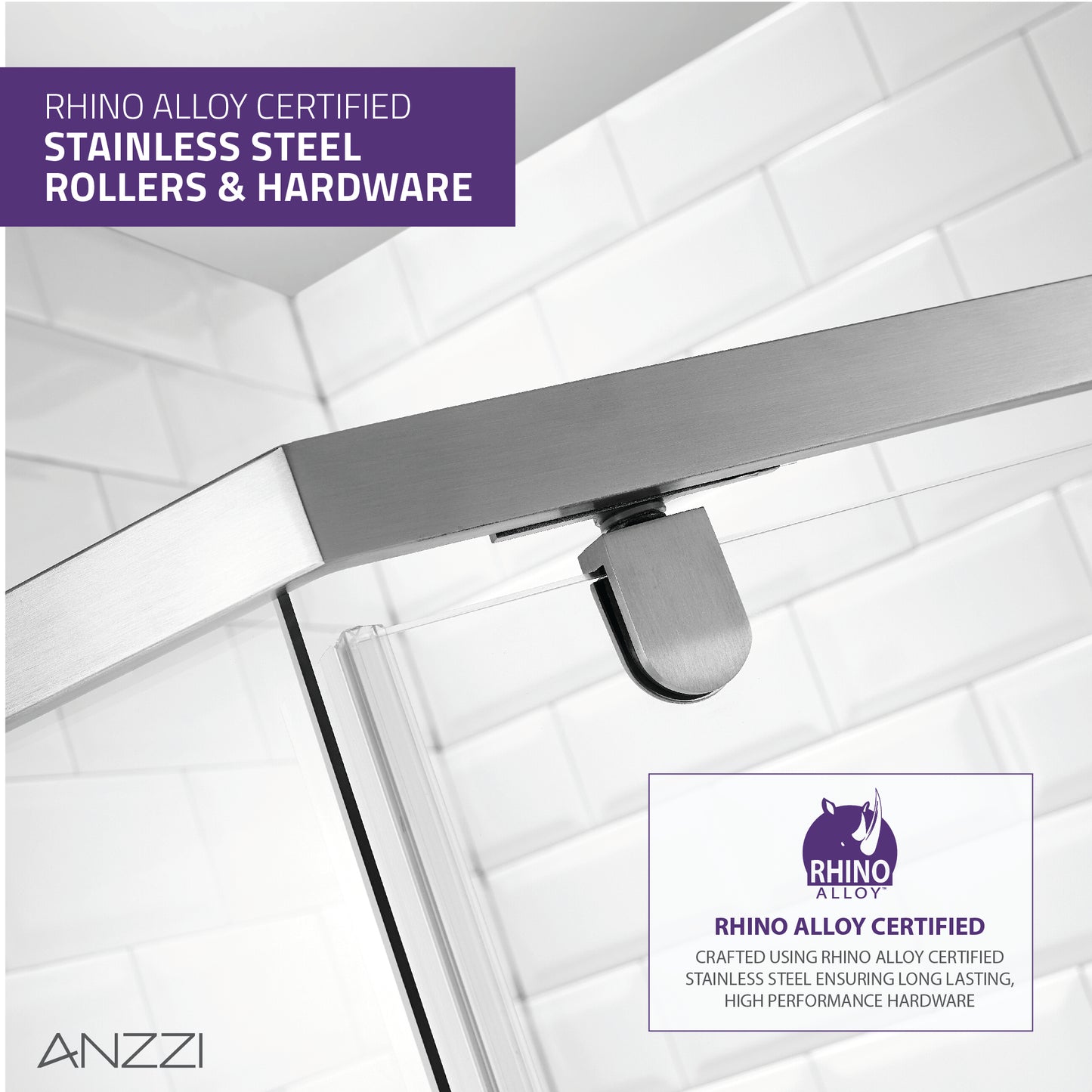 Castle Series 49 in. x 72 in. Semi-Frameless Shower Door with TSUNAMI GUARD