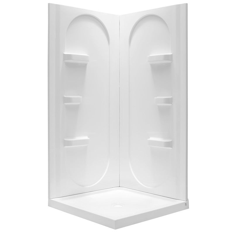 Studio 38 in. x 75 in. Shower Wall Surround and Base in White