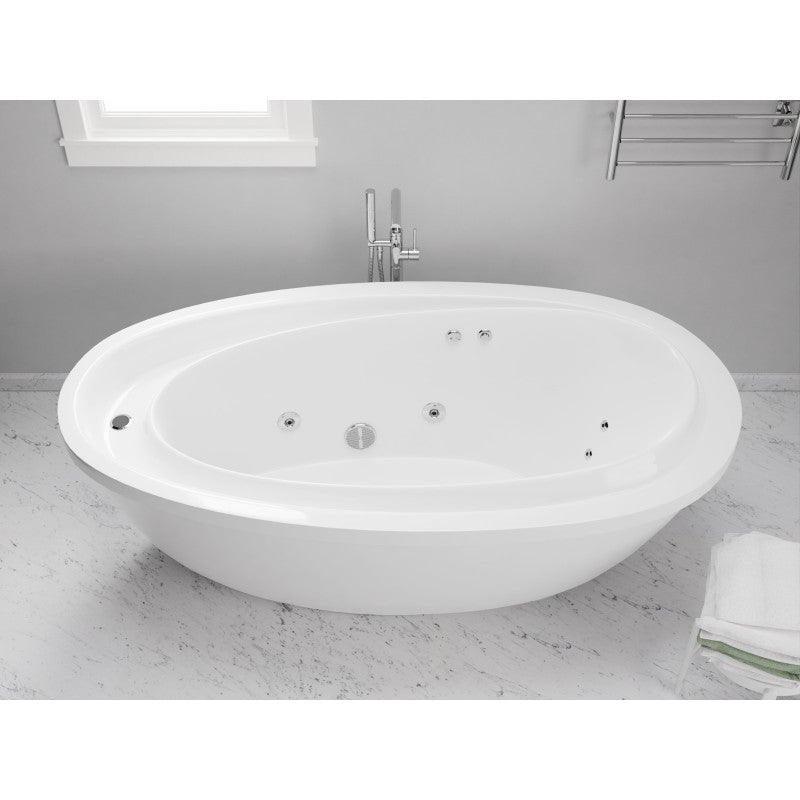 Leni Series 71 in. x 38 in. Jetted Whirlpool 54 Gallon Capacity Freestanding Bathtub with Reversible Drain in White