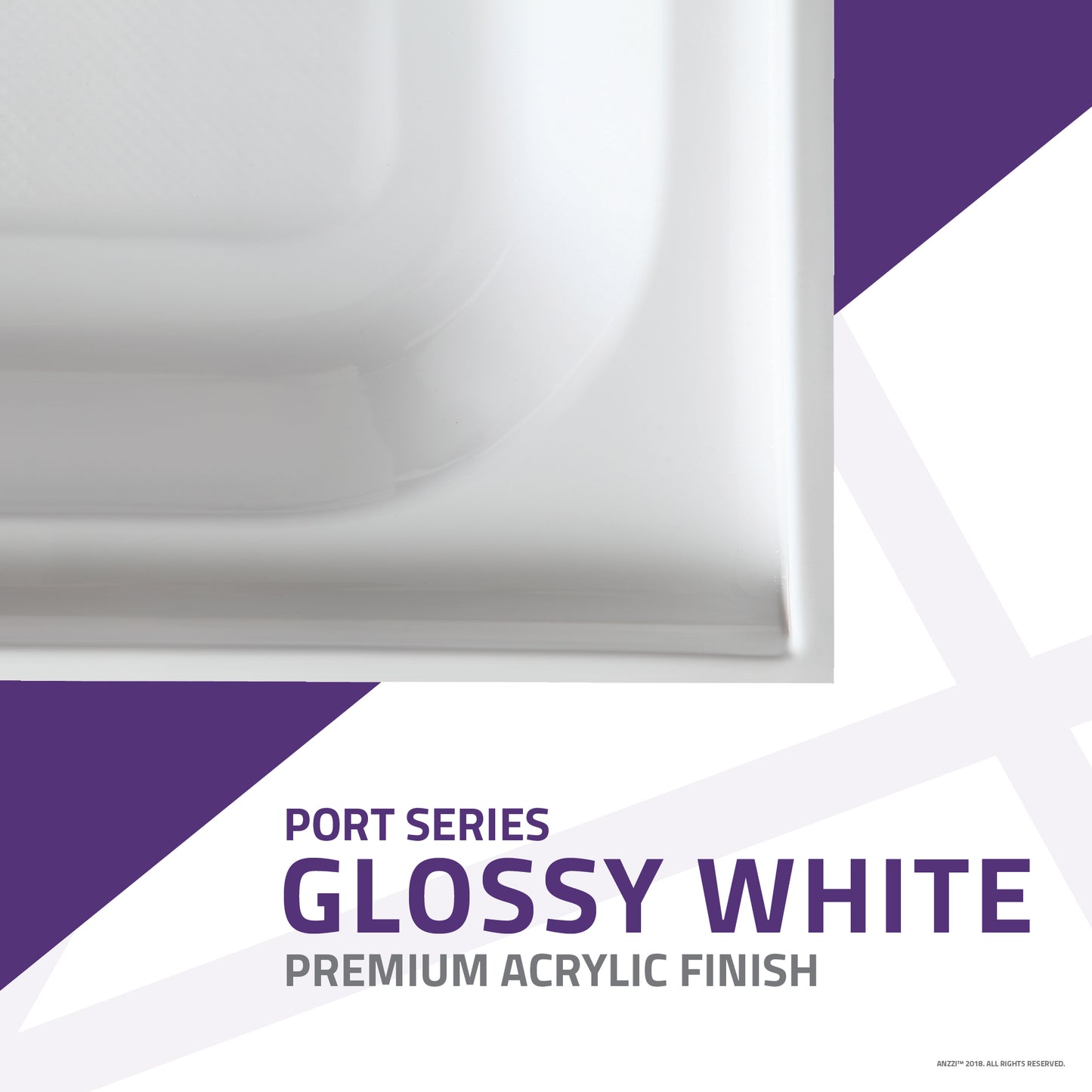 Port Base Series 36 in. L x 48 in. W Corner Shower Shower Pan Base with Center Drain in Glossy White Marine Acrylic