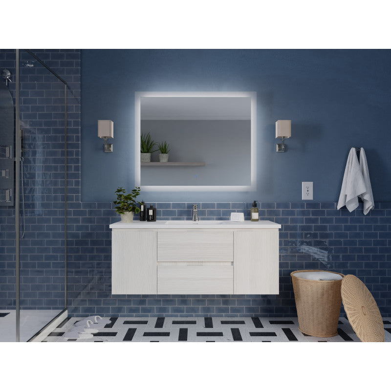 48 in W x 20 in H x 18 in D Bath Vanity with Cultured Marble Vanity Top in White with White Basin & Mirror