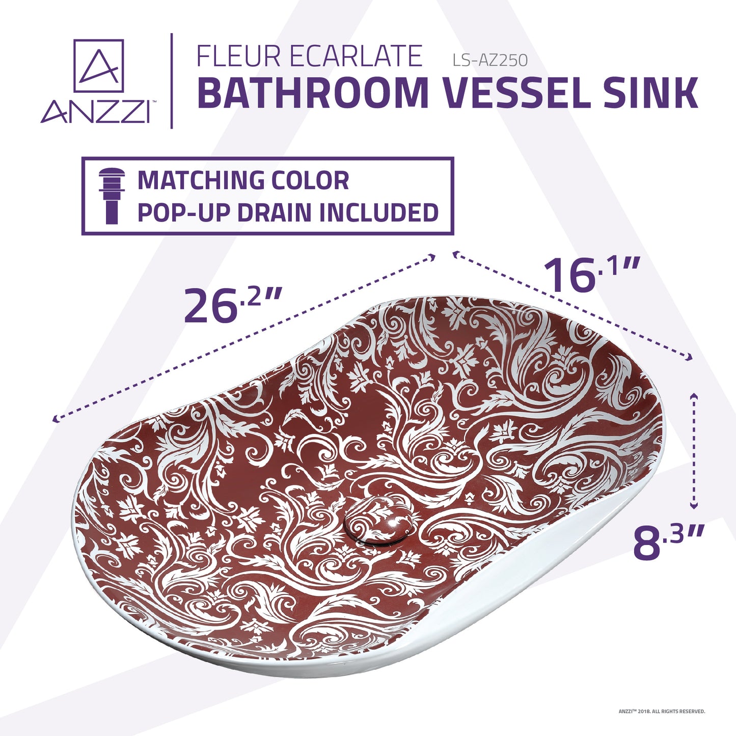 Fleur Ecarlate Ceramic Vessel Sink in Crimson Finish