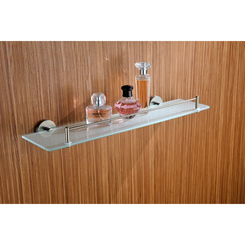 Caster Series Glass Shelf in Brushed Nickel
