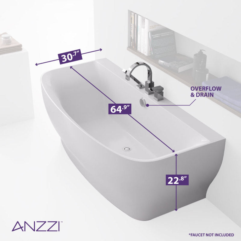 ANZZI Series 5.41 ft. Freestanding Bathtub in White