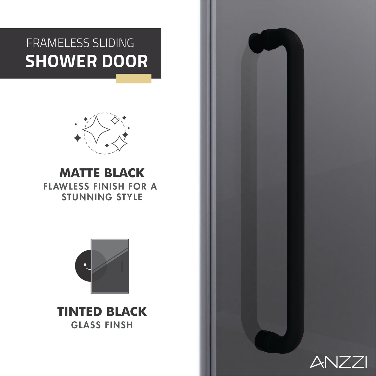 Leon Series 60 in. by 76 in. Frameless Sliding Shower Door with Handle