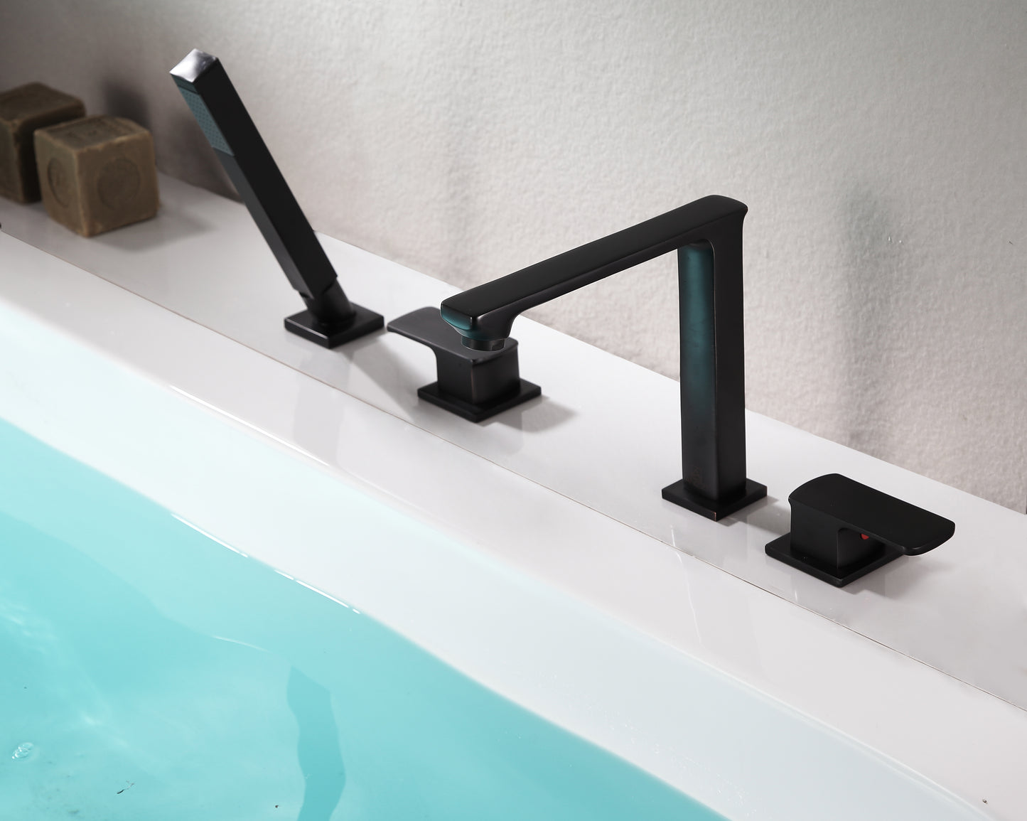 Shore 3-Handle Deck-Mount Roman Tub Faucet with Handheld Sprayer