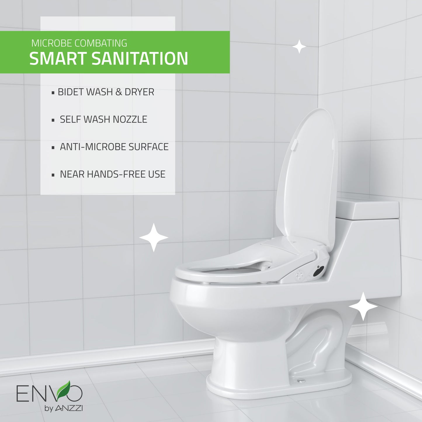 Ember Elongated Smart Electric Bidet Toilet Seat with Remote Control and Heated Seat