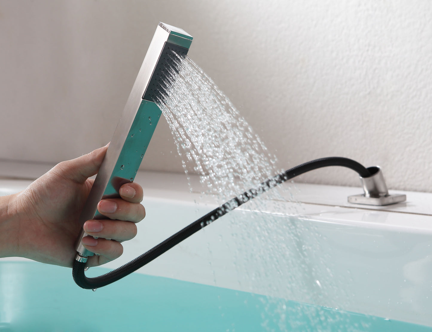 Shore 3-Handle Deck-Mount Roman Tub Faucet with Handheld Sprayer