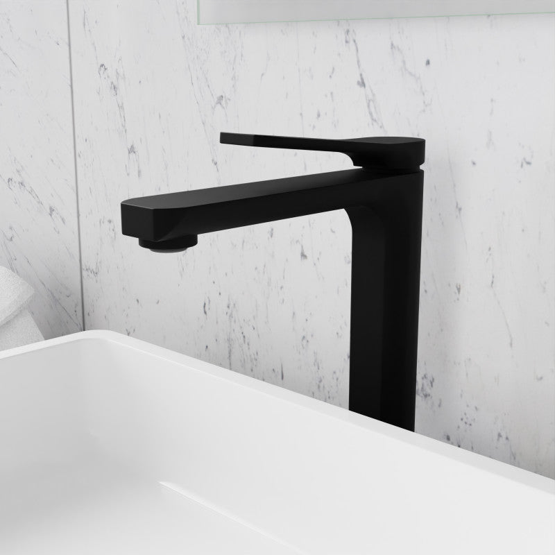 L-AZ901MB - Single Handle Single Hole Bathroom Vessel Sink Faucet With Pop-up Drain in Matte Black