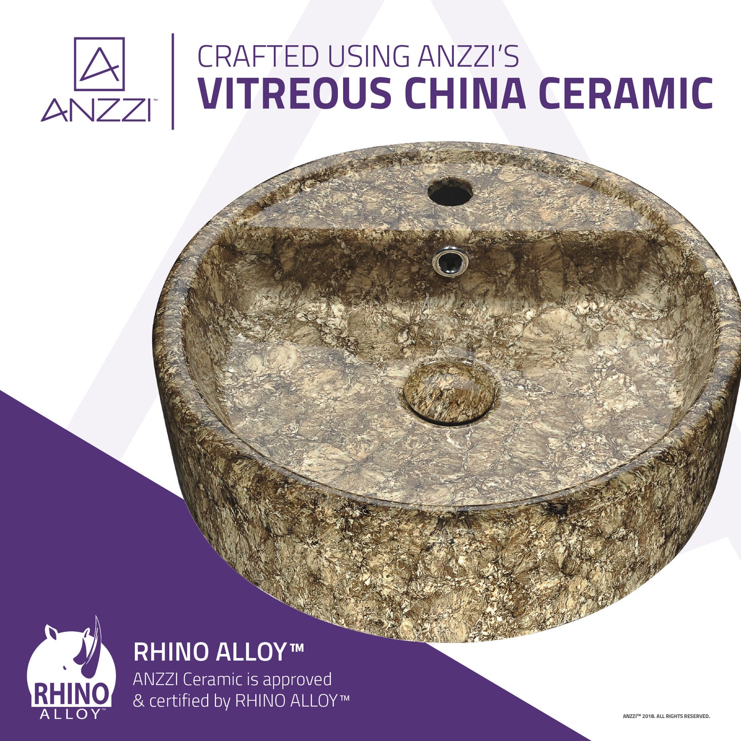 Rhapsody Series Ceramic Vessel Sink in Neolith Marble Finish