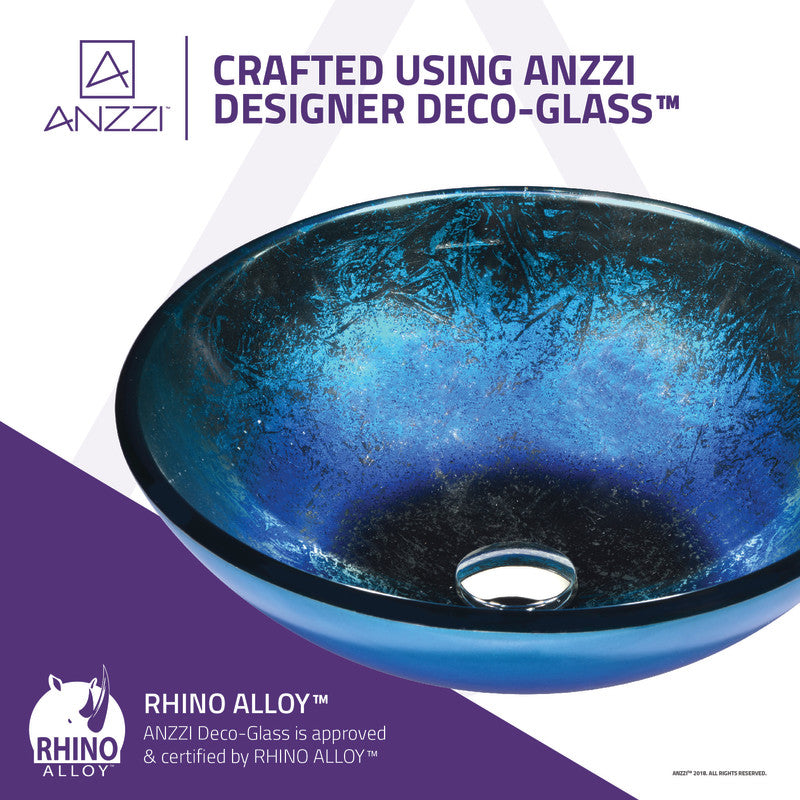 Oceana Series 17 in. Bathroom Vessel Sink with Scratch-Tough and Stain-Resistant Non-Porous Surface in Blue Glass