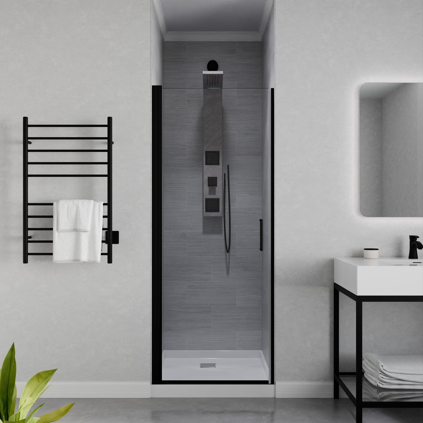 Lancer 29 in. x 72 in. Semi-Frameless Shower Door with TSUNAMI GUARD