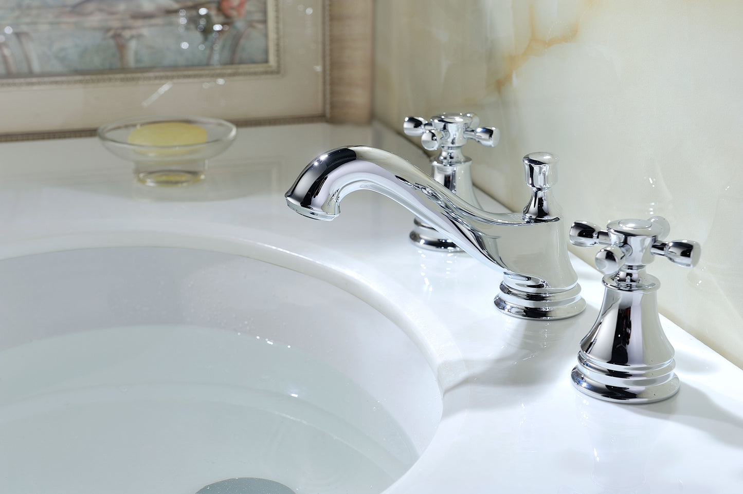 L-AZ007 - Melody Series 8 in. Widespread 2-Handle Mid-Arc Bathroom Faucet in Polished Chrome