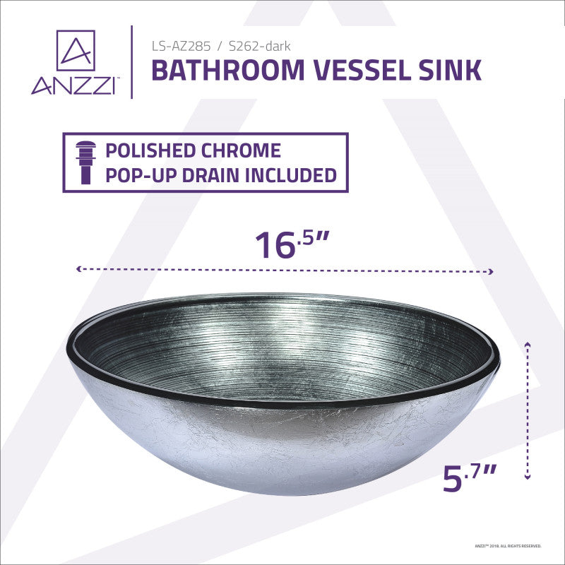 Gardena Series Deco-Glass Vessel Sink in Brushed Silver