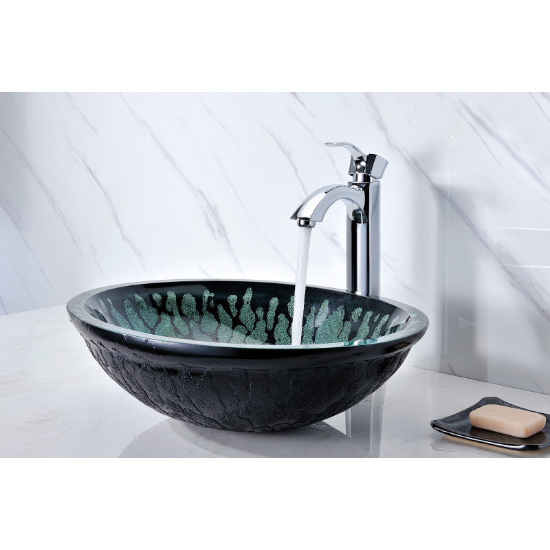 Patuvendi Series Deco-Glass Vessel Sink in Lustrous Black
