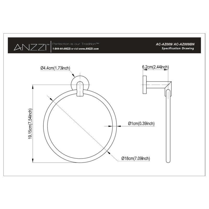 Caster 2 Series Towel Ring in Brushed Nickel
