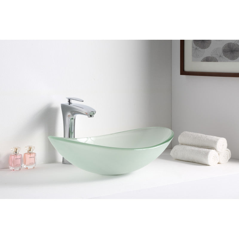 Craft Series 21 in. Bathroom Vessel Sink with Stain-Resistant Non-Porous Surface in Lustrous Frosted Finish Glass