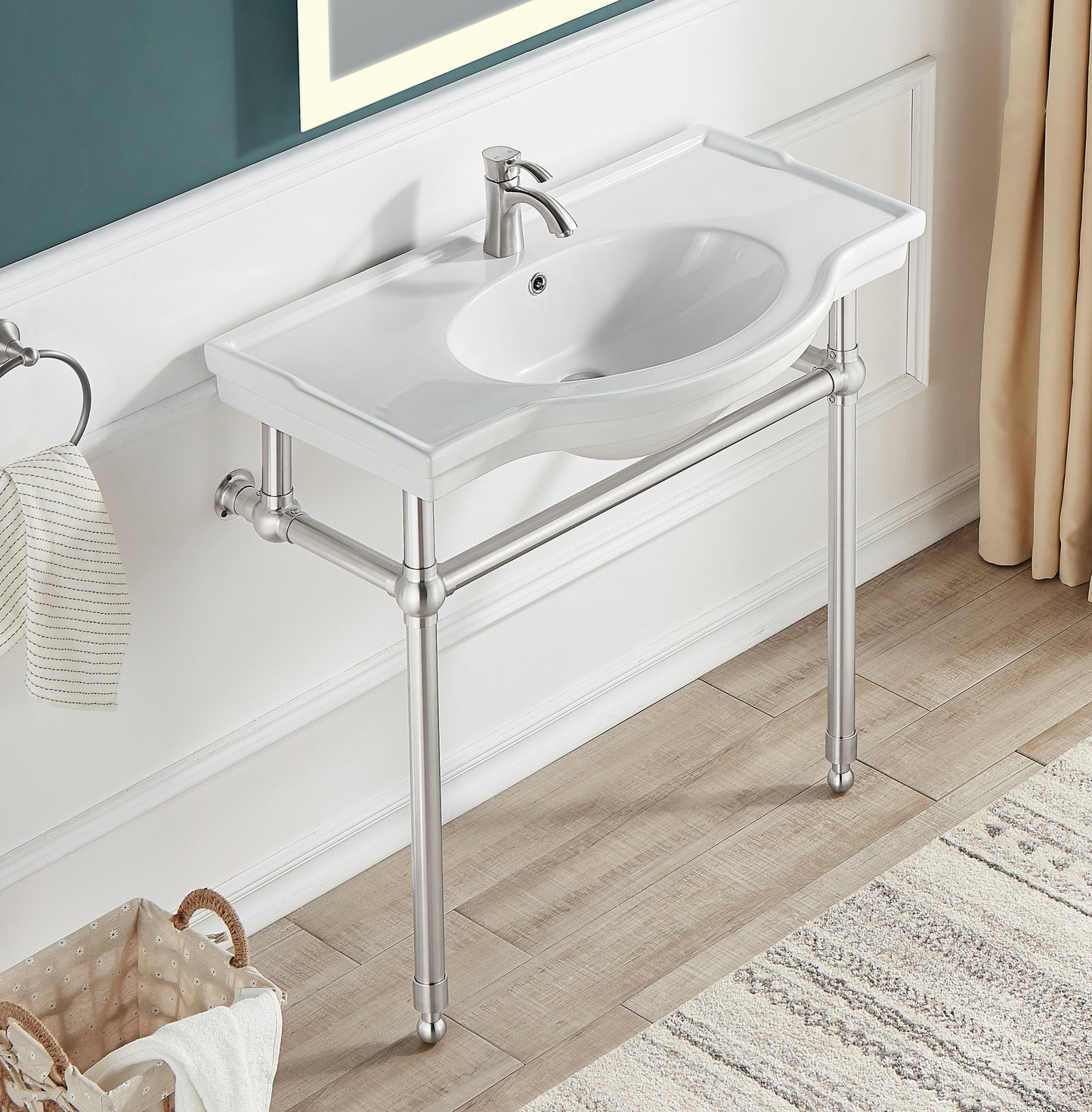 CS-FGC003-BN - Viola 34.5 in. Console Sink in Brushed Nickel with Ceramic Counter Top