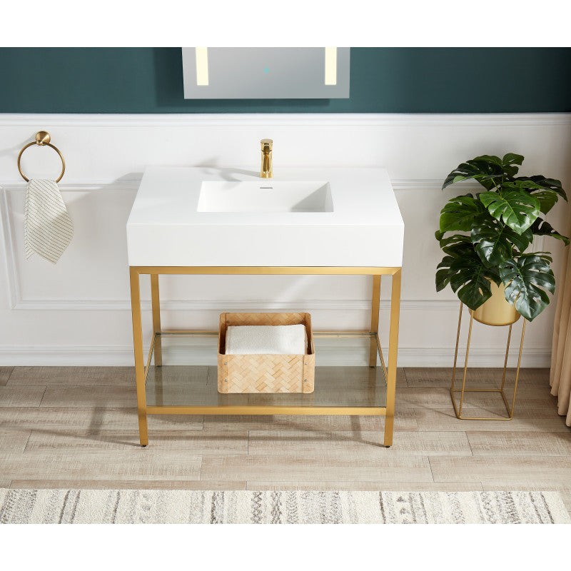 Ventura 36 in. Console Sink with Matte White Counter Top