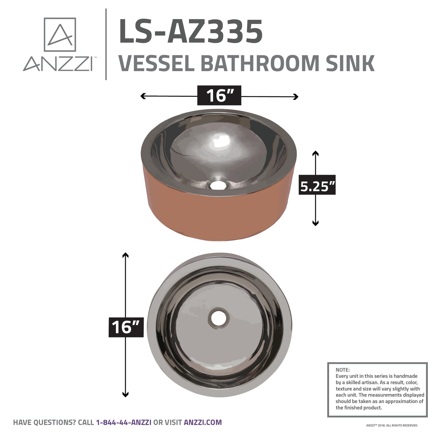 Titan 16 in. Handmade Vessel Sink in Polished Nickel