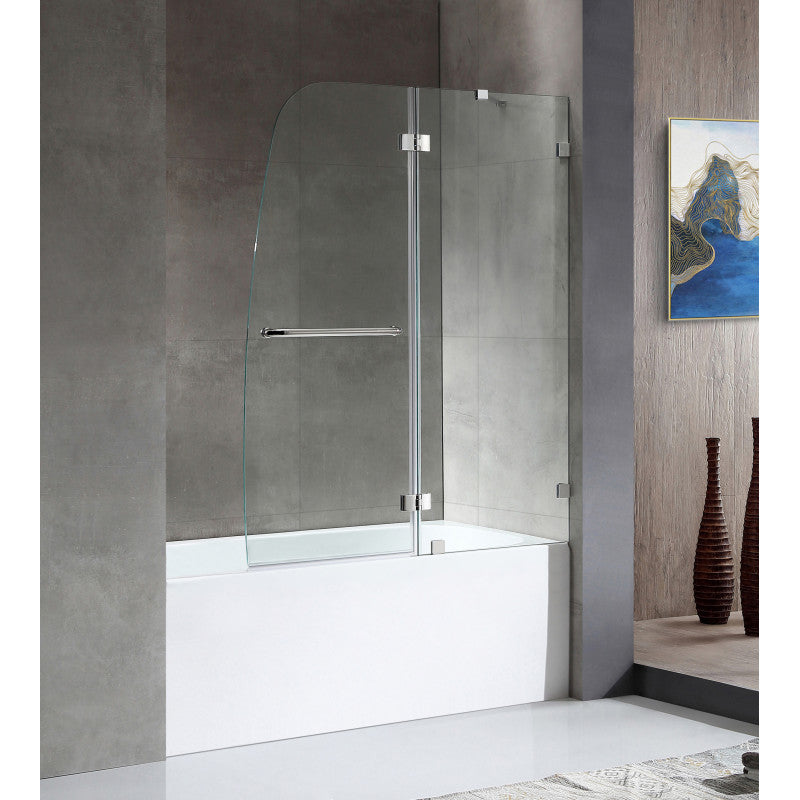 SD1101CH-3060R - 60 in. L x 30 in. W x 79 in. H Right Drain White Rectangular Tub with Frameless Hinged Tub Door in Polished Chrome