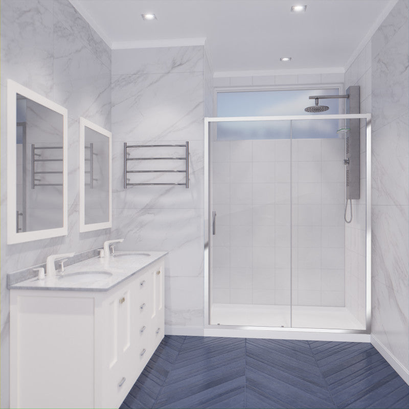 SD-AZ052-01CH - Halberd Series 48 in. x 72 in. H Sliding Framed Shower Door in Polished Chrome with Tsunami Guard Tempered Glass