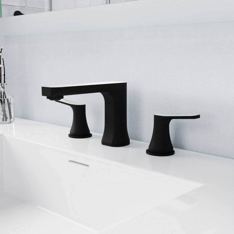 L-AZ902MB-BN - 2-Handle 3-Hole 8 in. Widespread Bathroom Faucet With Pop-up Drain in Matte Black & Brushed Nickel