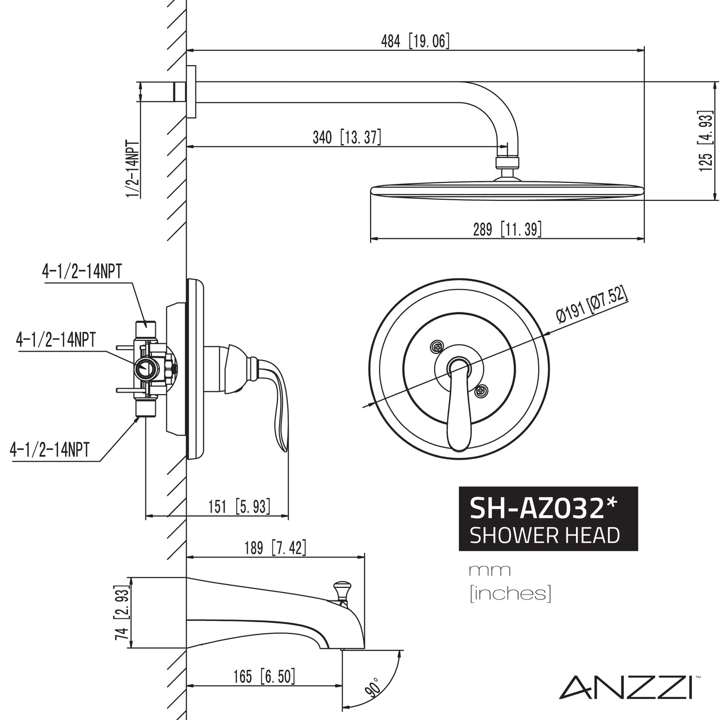 Meno Series Single-Handle 1-Spray Tub and Shower Faucet