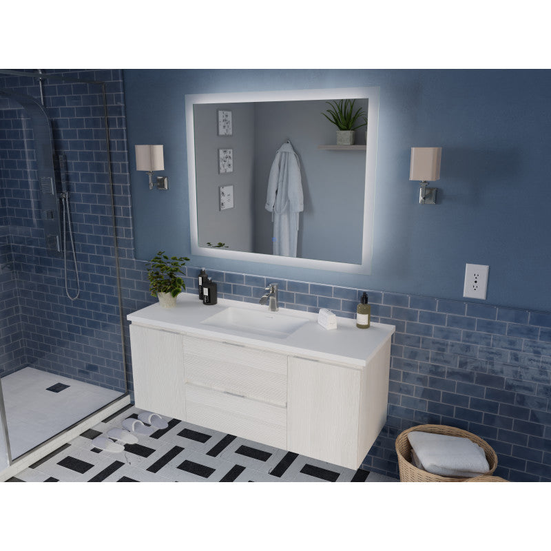 48 in W x 20 in H x 18 in D Bath Vanity with Cultured Marble Vanity Top in White with White Basin & Mirror