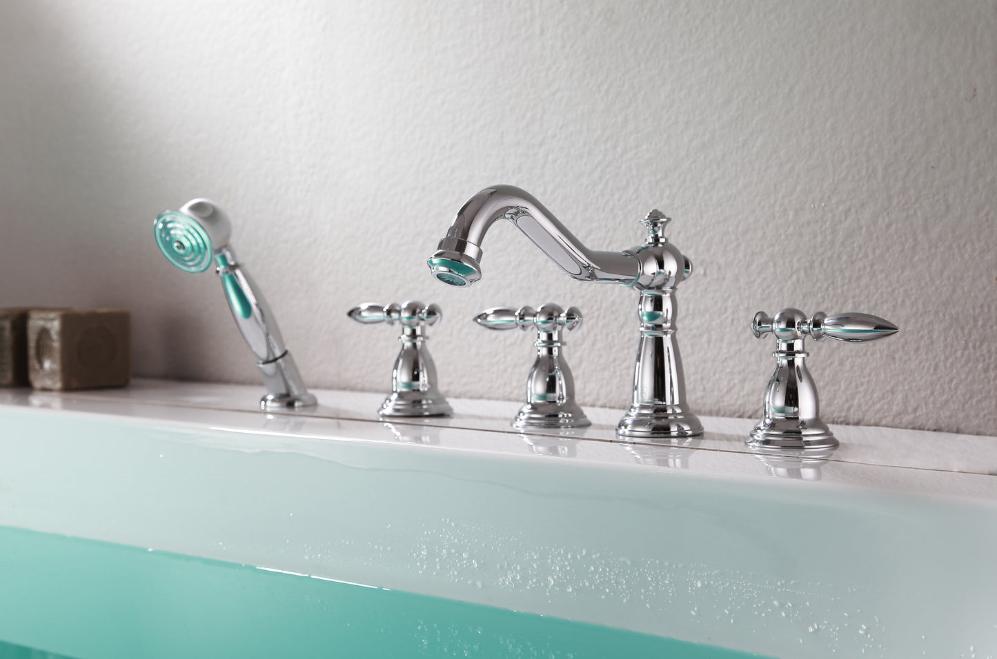 FR-AZ091CH - Patriarch 2-Handle Deck-Mount Roman Tub Faucet with Handheld Sprayer in Polished Chrome