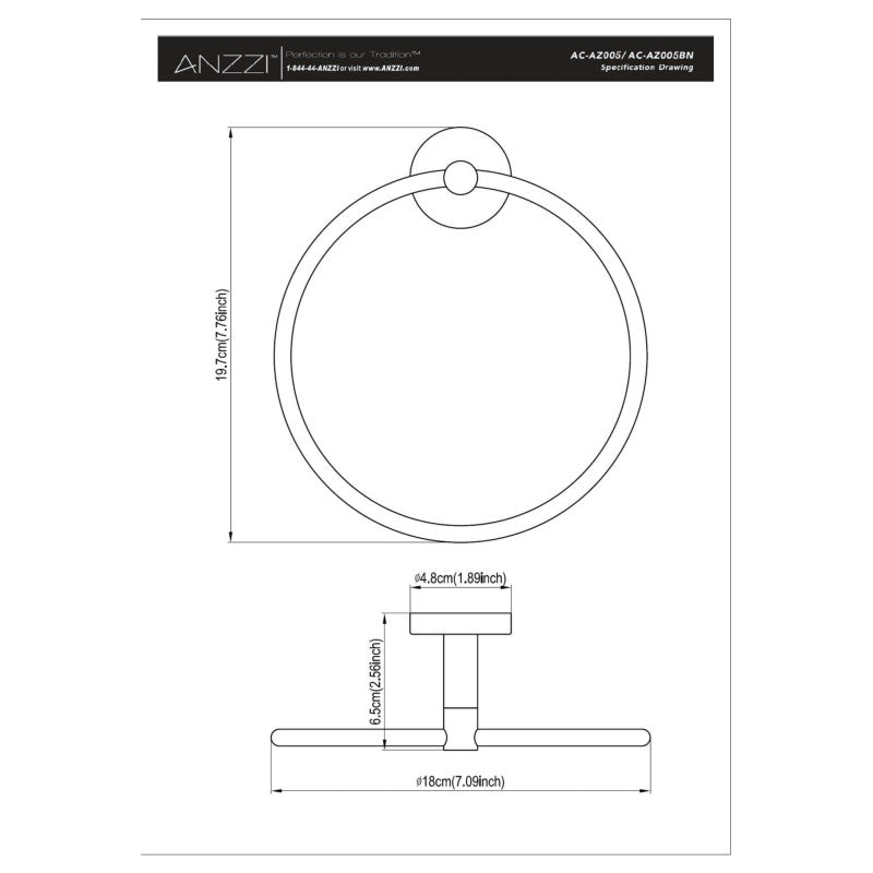 Caster Series Towel Ring in Brushed Nickel