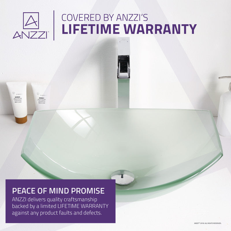 Magician Series 20 in. Bathroom Vessel Sink with Stain-Resistant Non-Porous Surface in Lustrous Frosted Finish Glass