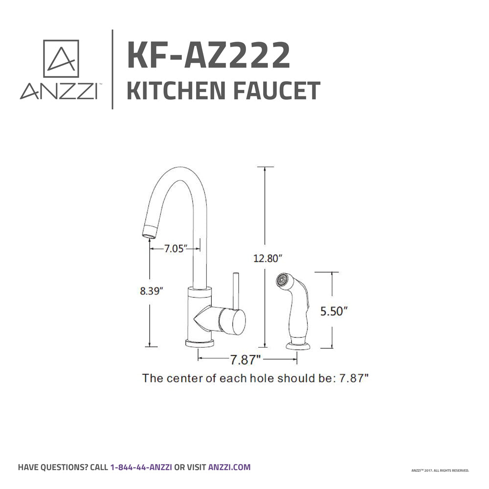 Farnese Single-Handle Standard Kitchen Faucet with Side Sprayer