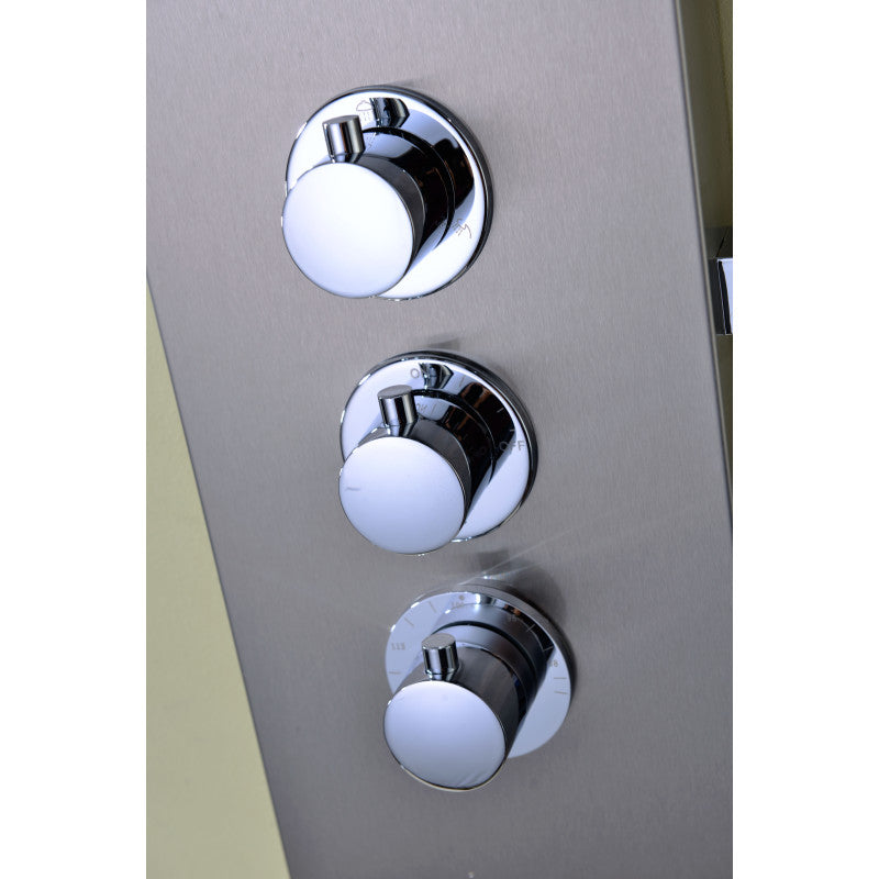 Arc 64 in. 2-Jetted Shower Panel with Heavy Rain Shower and Spray Wand in Brushed Stainless Steel