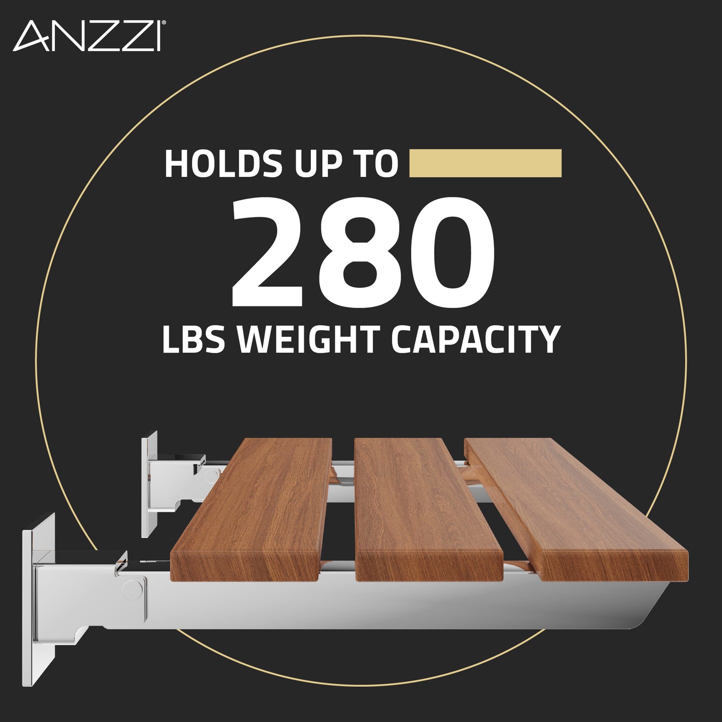 Bohemian 18.7 in. Teak Wall Mounted Folding Shower Seat