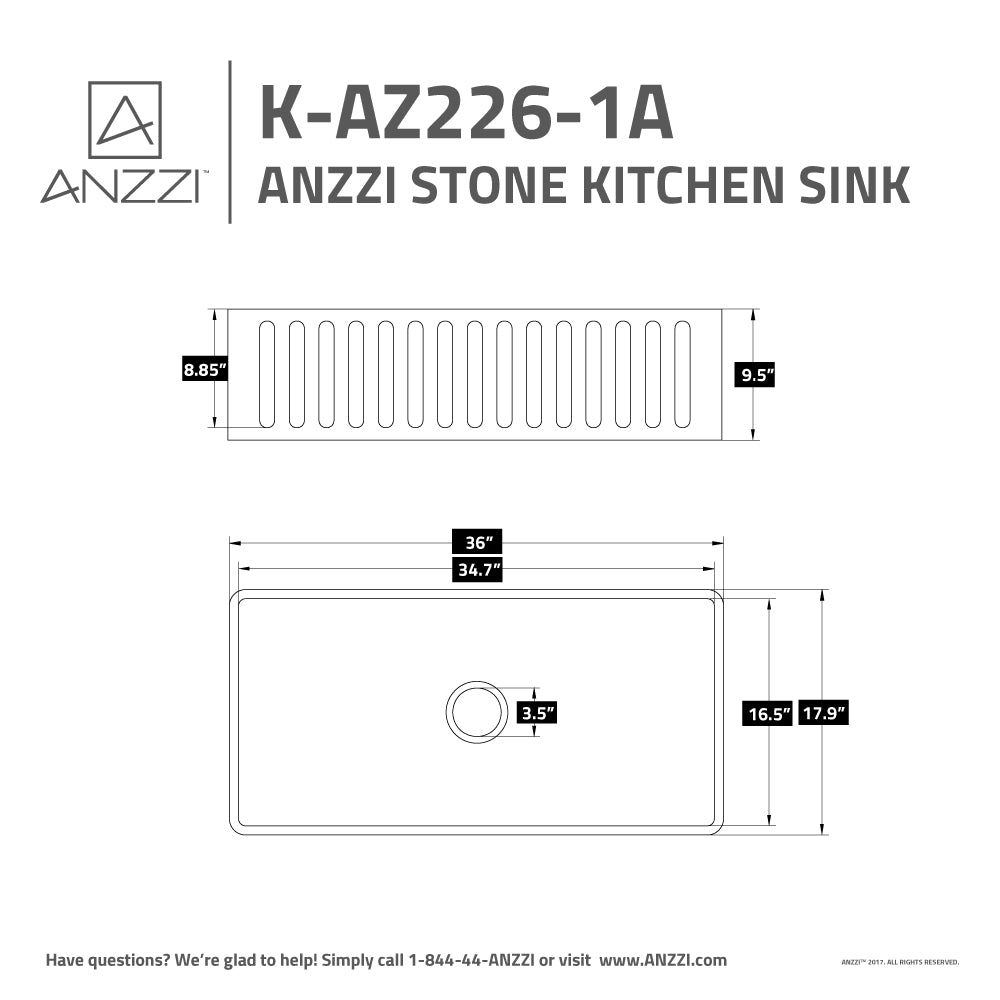 Roine Farmhouse Reversible Apron Front Solid Surface 36 in. Single Basin Kitchen Sink in White
