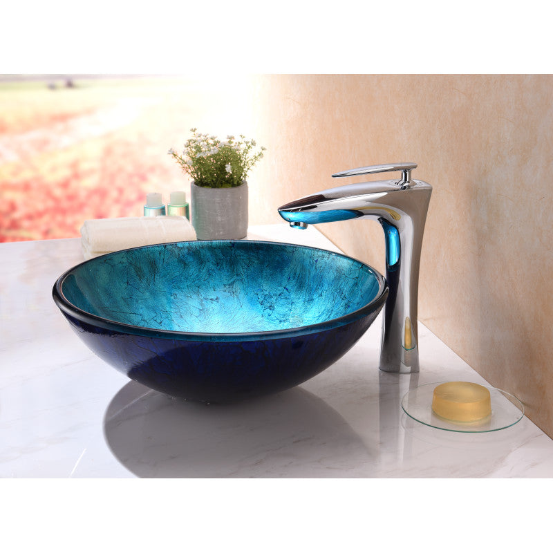 Jonas Series Vessel Sink in Frosted Blue